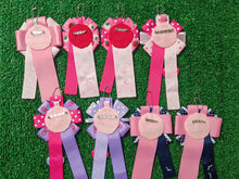 Load image into Gallery viewer, handmade rosette can badge 2way clip (girly and pink vibe)