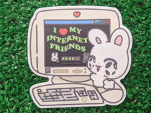 Load image into Gallery viewer, bunny besties "i love my internet friends" waterproof sticker