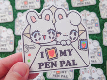 Load image into Gallery viewer, bunny besties "i love my pen pal" waterproof sticker