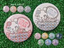 Load image into Gallery viewer, "ask me about my oshi or bias" can badge
