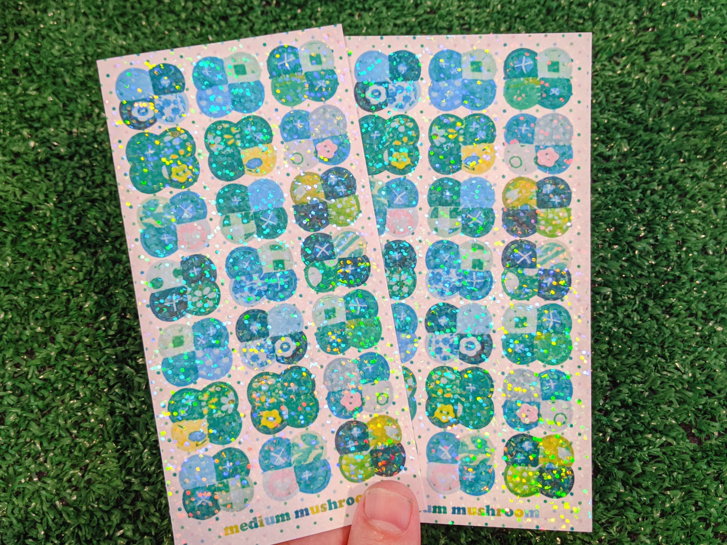 embroidered clover holographic sticker sheet