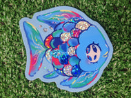 rainbow fish holographic vinyl sticker