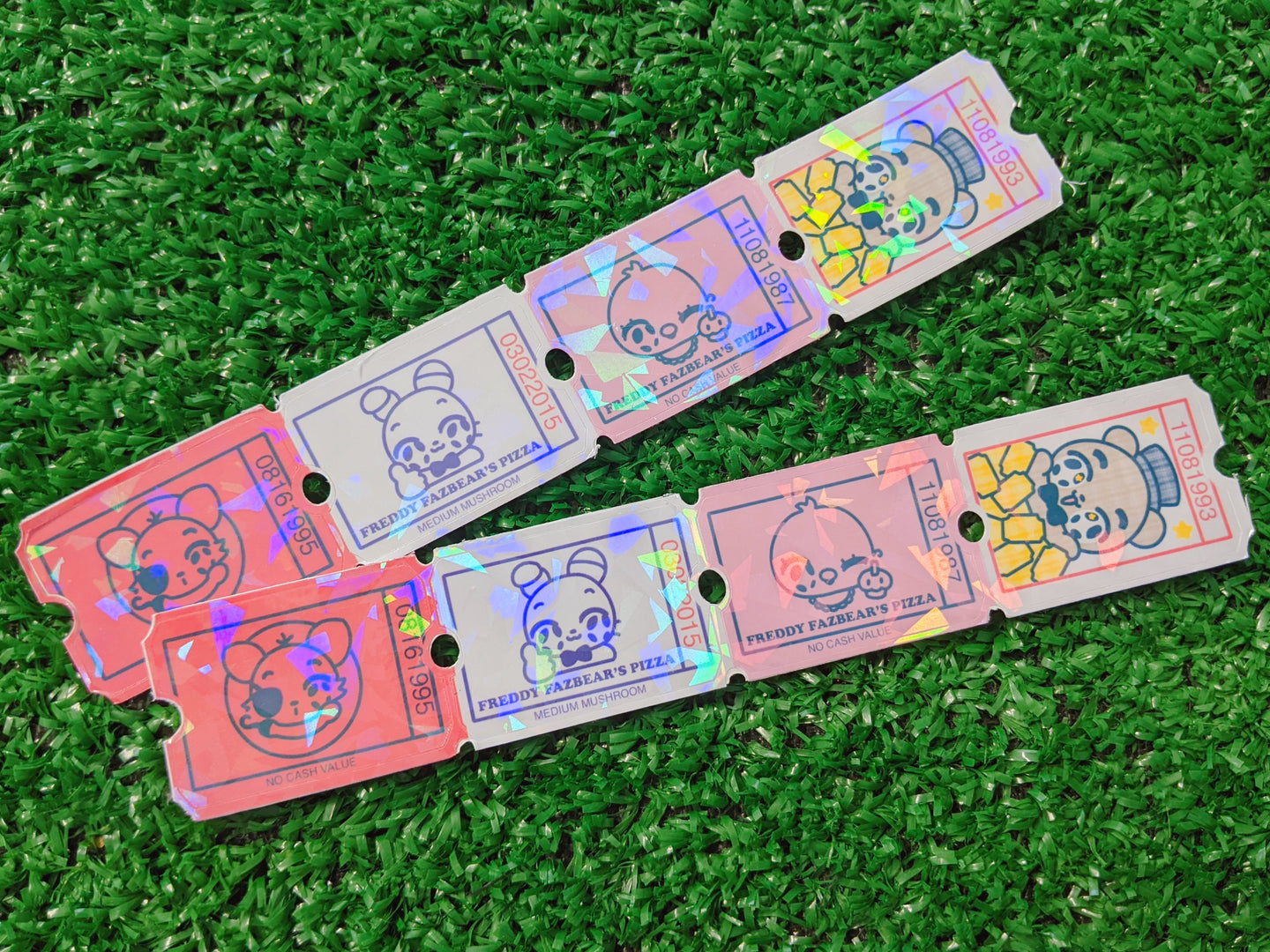 haunted pizzeria animatronic prize ticket sticker sheet