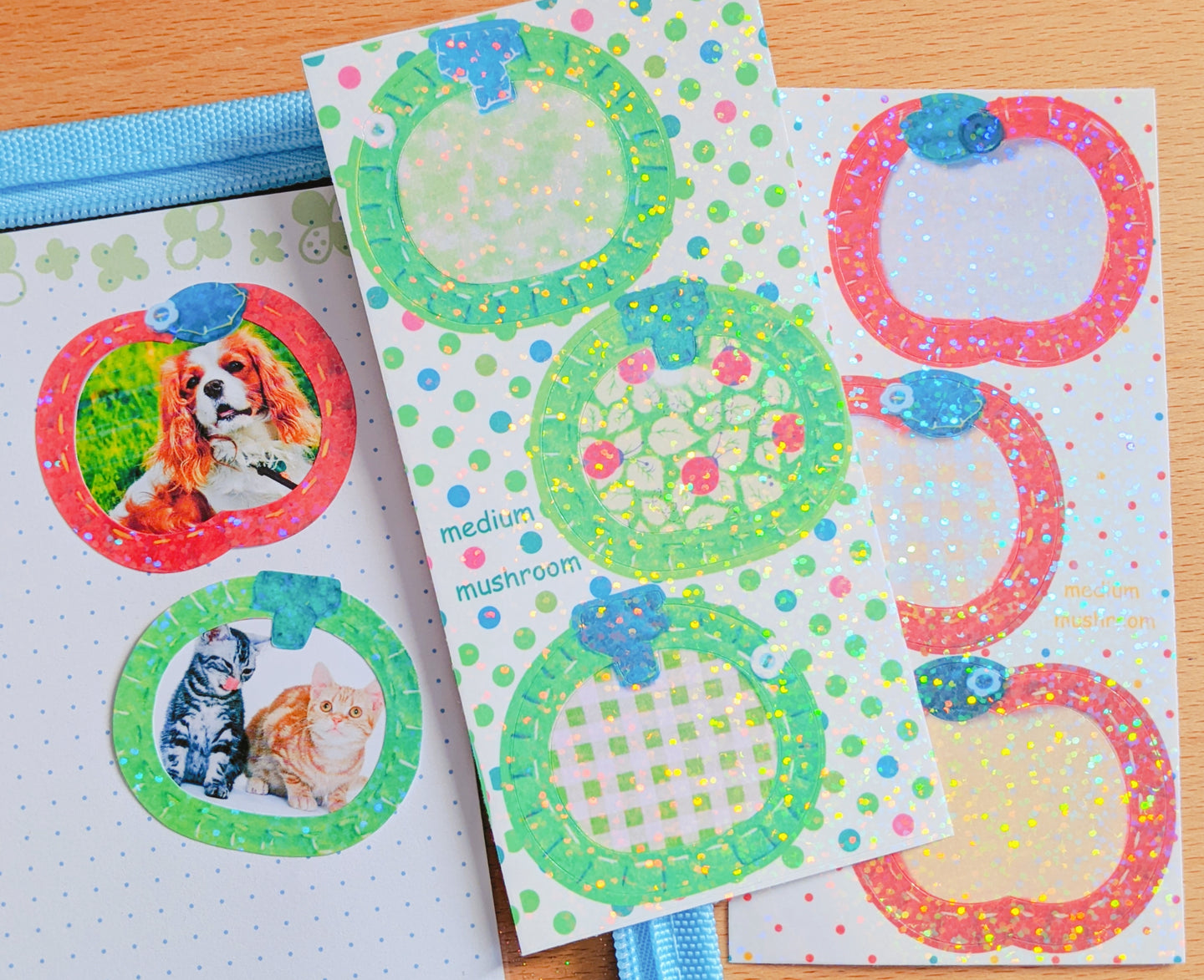 melon or apple frames holographic sticker sheet