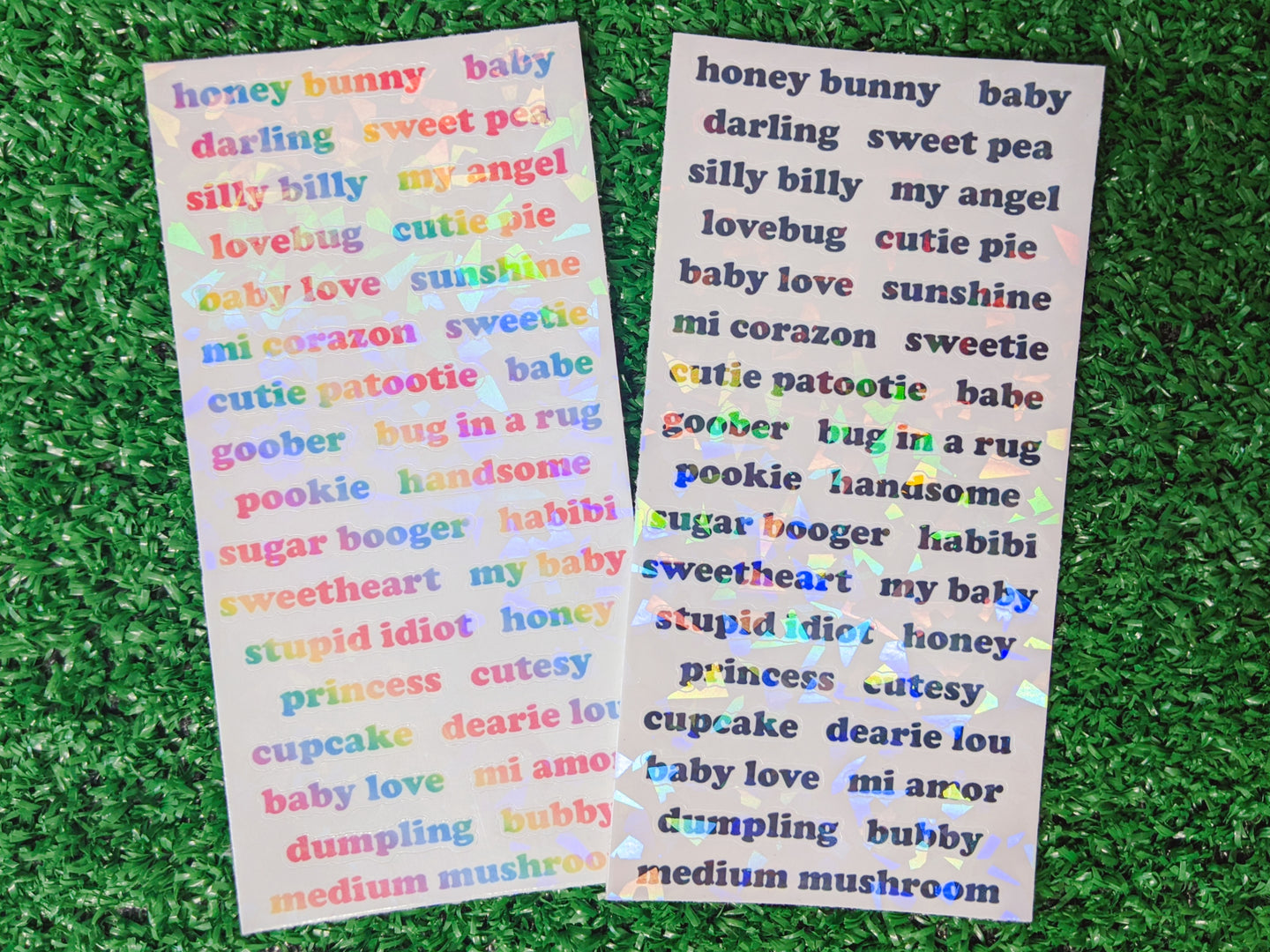 pet names sticker sheet