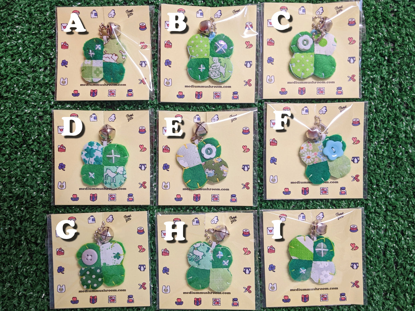 handmade patchwork clover keychain