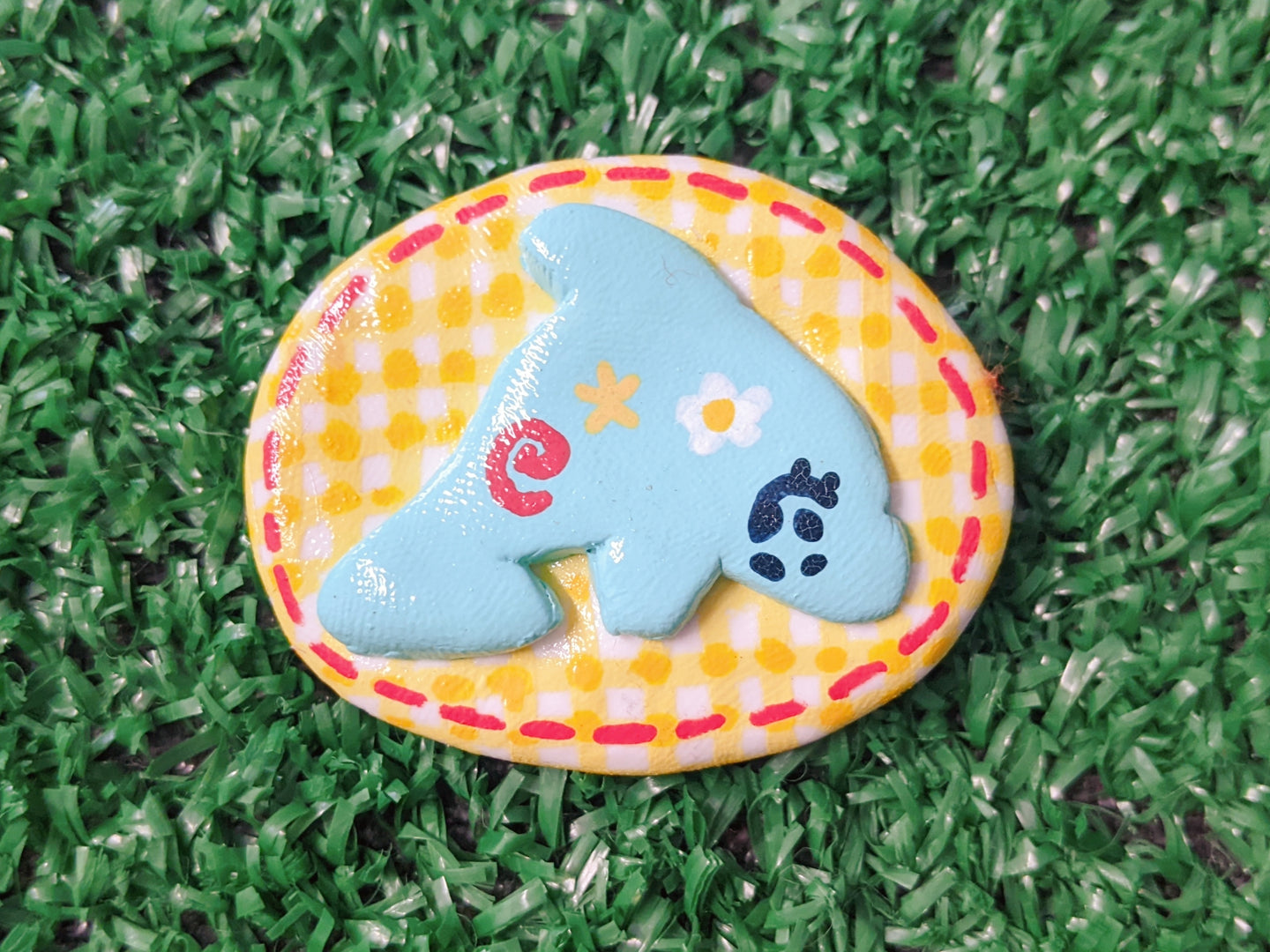 dolphin plaque handmade pin