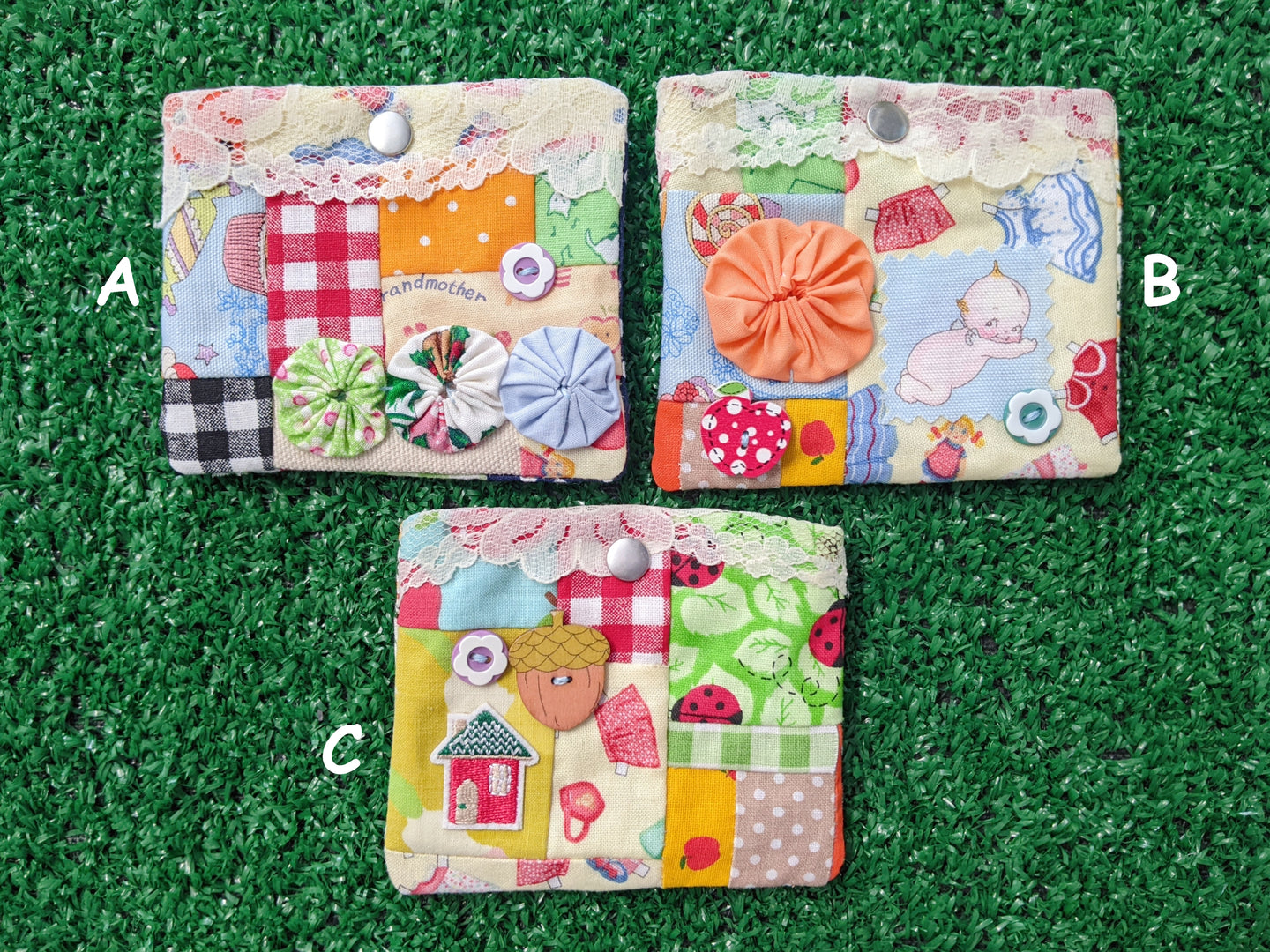 patchwork collage snap pochette