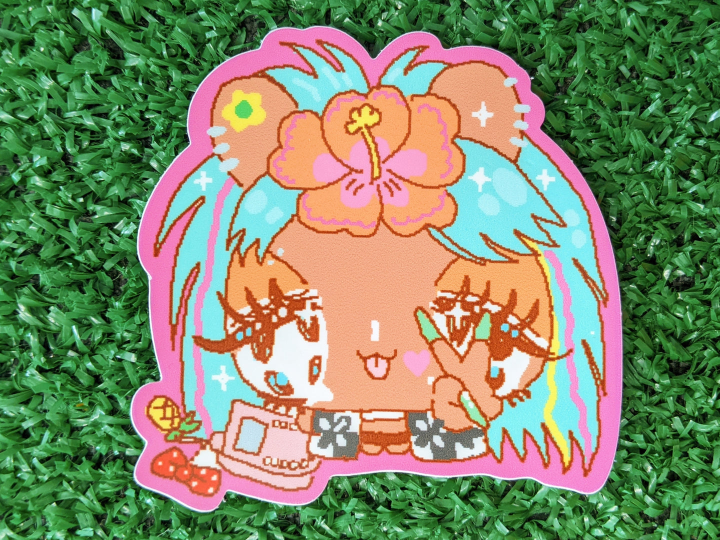 tsuyome manba bunny waterproof sticker – medium mushroom