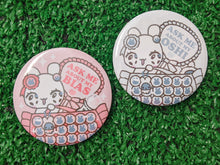 Load image into Gallery viewer, "ask me about my oshi or bias" can badge
