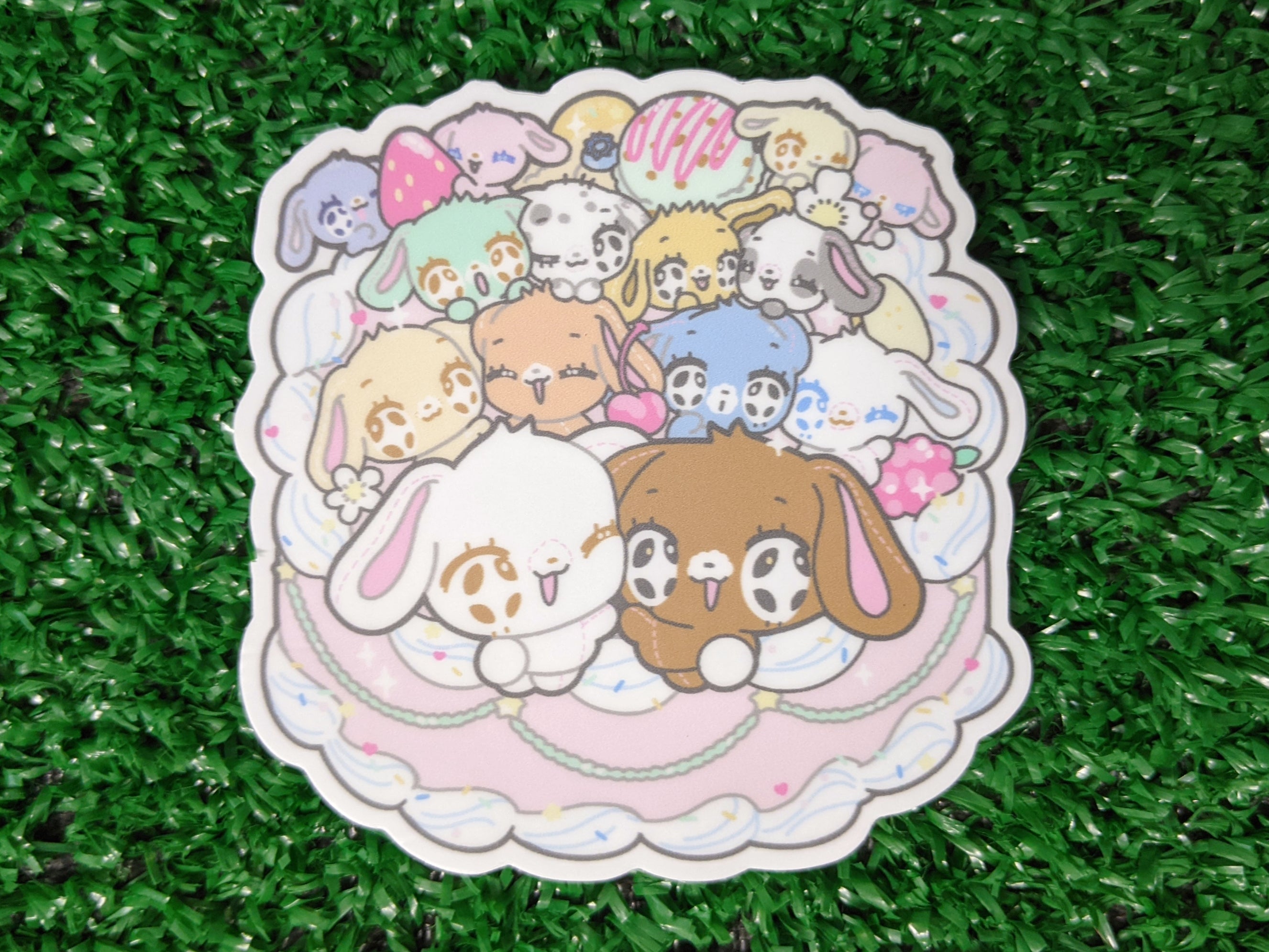 sugar bunnies critter besties waterproof sticker – medium mushroom
