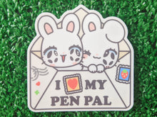 Load image into Gallery viewer, bunny besties &quot;i love my pen pal&quot; waterproof sticker
