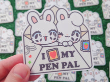 Load image into Gallery viewer, bunny besties &quot;i love my pen pal&quot; waterproof sticker
