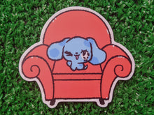 Load image into Gallery viewer, blue dog &amp; red chair waterproof sticker
