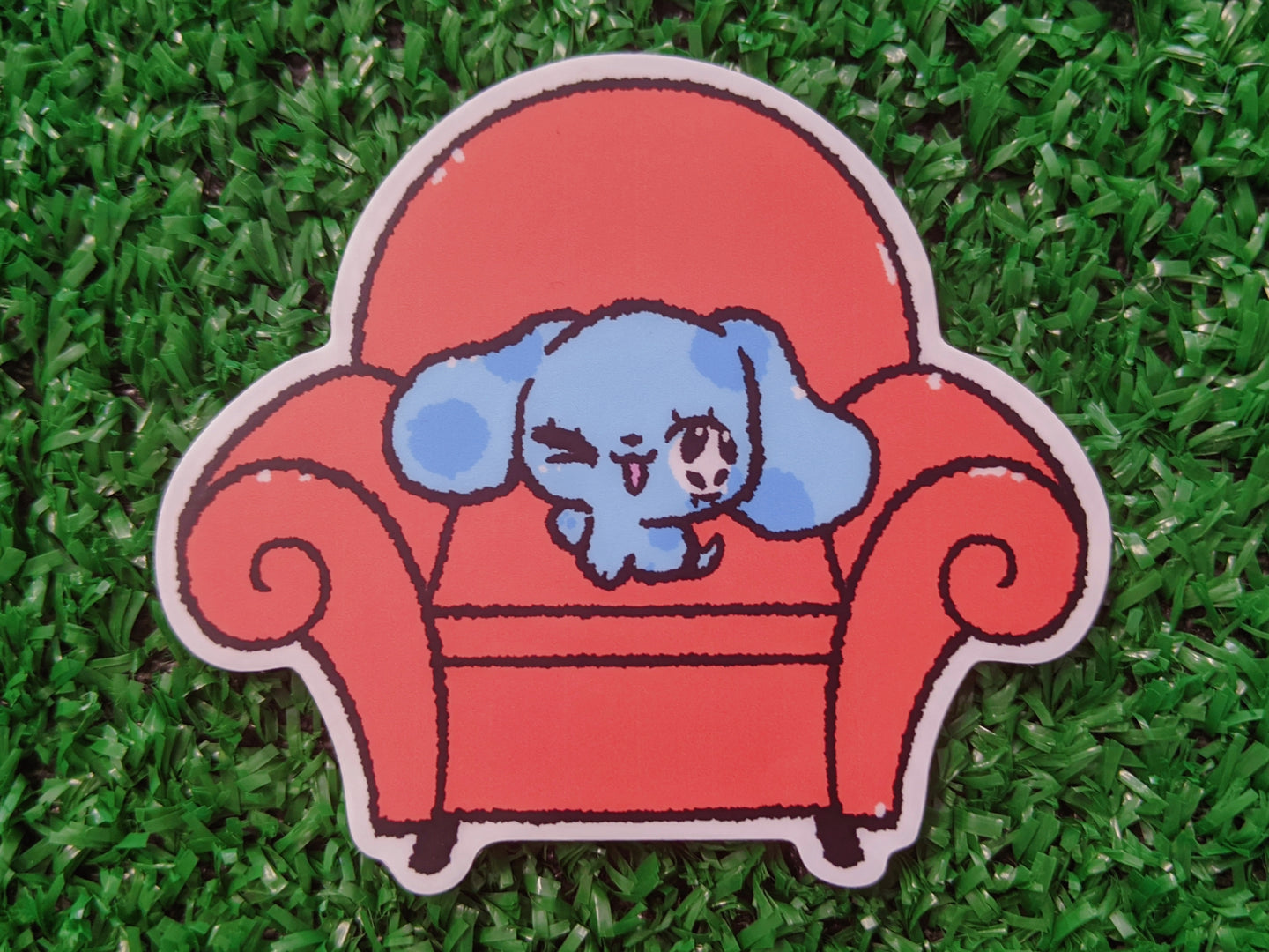 blue dog & red chair waterproof sticker