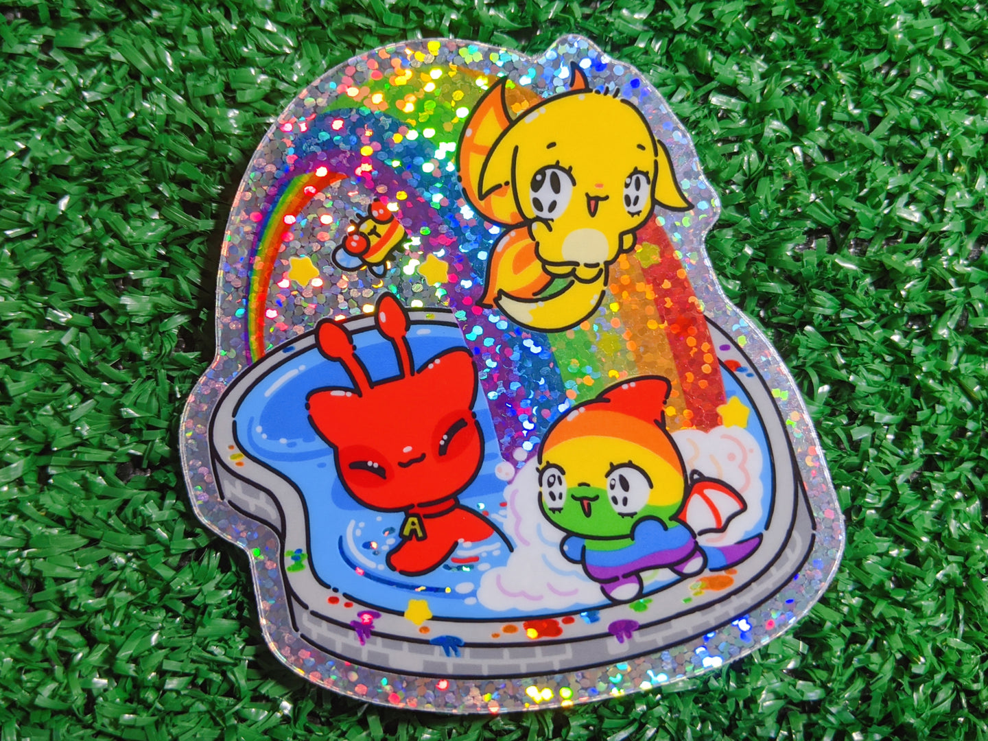 virtual pets rainbow pool holographic vinyl sticker