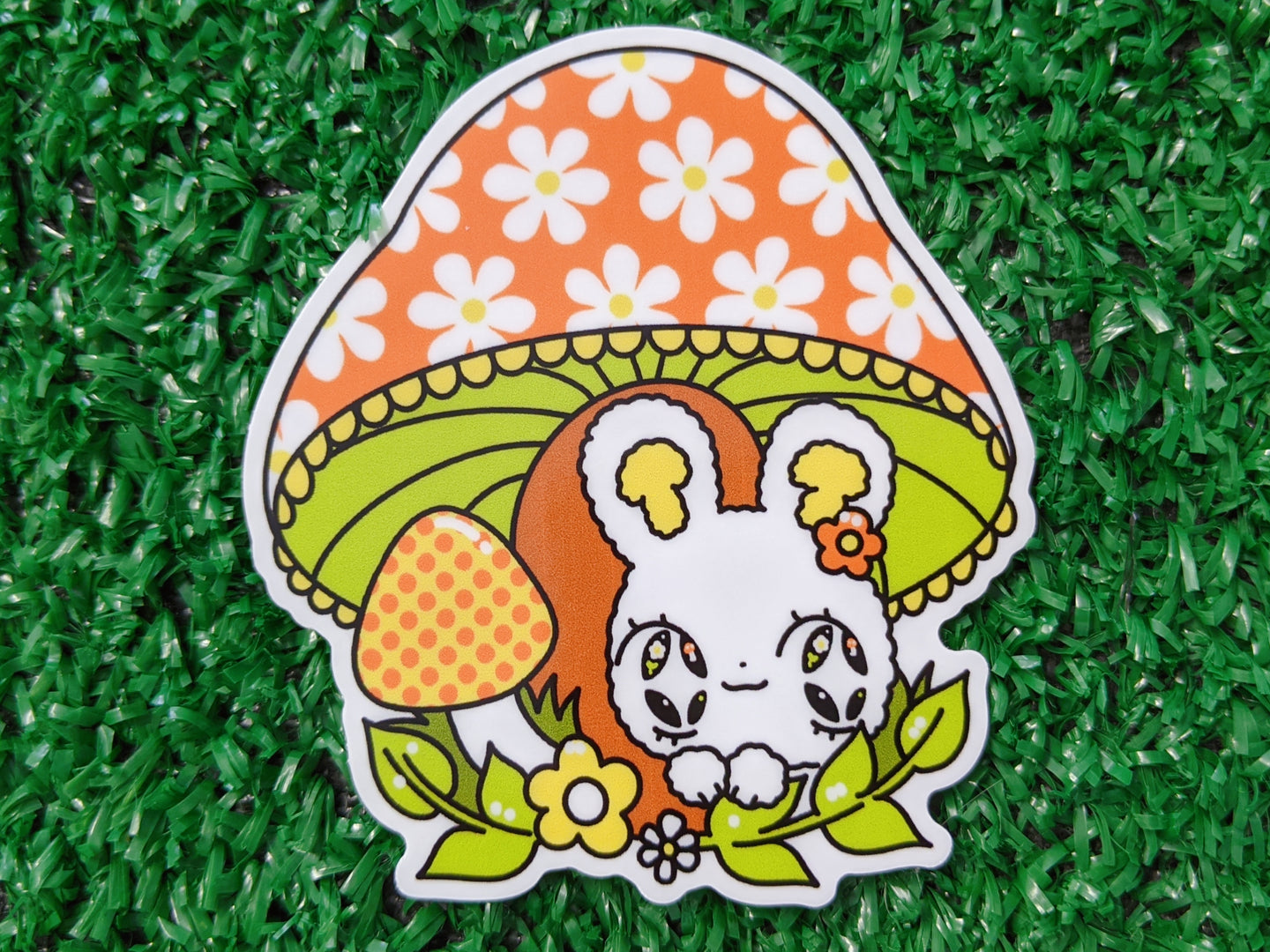 groovy mushroom bunny waterproof sticker