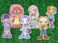 magic pony friend group gijinka waterproof sticker