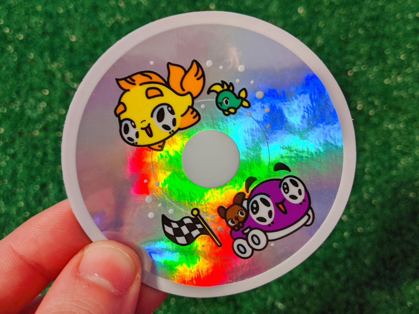 nostalgic educational games disc holographic vinyl sticker
