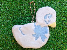 Load image into Gallery viewer, blue bow duck plush keychain
